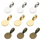 60x Mixed Color Alloy Flat Round Glue-on Flat Pad Bails Pad Pendant Bails Crafts