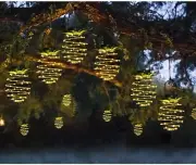 60 LED Hanging Solar Light For Garden, Yard, Patio, Porch- Pineapple Pack of 2