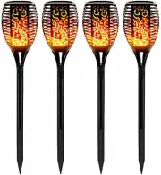 WBM Smart Solar Light Torch - 4 Pack, Waterproof, Flickering Flame Solar Lights