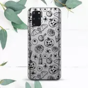Halloween Pattern Pumpkin Bats Clear Case For Samsung Note 20 S21 S22 S23 FE S24