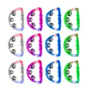 12 Pieces Light Up LED Tambourine, Musical Flashing Tambourine Glow Tambourines Handheld Percussion As Shown
