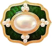 [qqqqqq] Antique Court Jewelry for Men and Women Vintage Drop Glaze Enamel Pearl Brooch Brooch Brooch