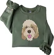 [LullabyMall] Custom Pet Embroidered Sweatshirt, Custom Dog Embroidered Sweatshirt, Cat Sweatshirt, Custom Dog Portrait, Pet Sweatshirt, Mom Dog's Gift, Unique Gifts For Dog Lovers, Custom, Medium,