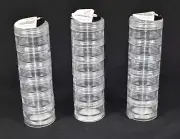 Set of 3 Stackable Clear 6 Pc Storage Containers Pills Beads Crafts Small 1.5"