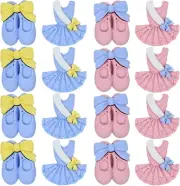 24-Pack Assorted Flat Back Ballet Shoes Skirt Embellishments Resin Toe Shoes and