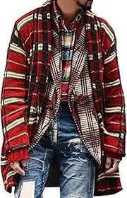 [Generic] Mens Cardigan Sweaters Open Front Men Long Length Cardigan Men Shawl Collar Open Front Sweater