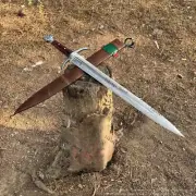 Medieval sword One Handed Full Tang wooden Handle Hand forged w Scabbard Gift Bf