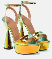 [D'Accori] D'Accori Skye mirrored faux leather platform sandals AU 10.5 metallic