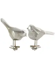 CosmoLiving by Cosmopolitan Cosmoliving By Cosmopolitan Set of 2 Bird Gray Polystone Sculpture