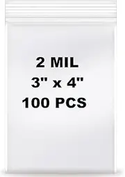 [HIBATUL] 3''x 4'', (Pack of 100) 2 mil Thick Clear Plastic Reclosable Zip Poly Bags with Resealable Lock Seal Zipper