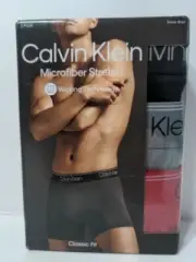 Calvin Klein Men's Boxer Briefs Underwear Microfiber 3-Pairs Black/Grey/Red XL