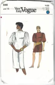 Vogue Sewing Pattern 8366, Vintage Dress with Variations, Size 12, Uncut