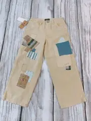 Polo Ralph Lauren Embroidered Distressed Denim Patchwork Khaki Pants Girl Sz 10