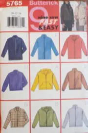 Butterick Sewing Pattern 5765 Misses Jacket 9 Variations Fast Easy Size 20-24 UC
