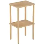 exilot Solid Wood Side Table, 2-Tier Small End Table with Storage Shelf, Tall...