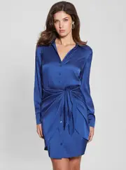 GUESS Women's Eco Blue Alya Dress Size: Small, Elastane