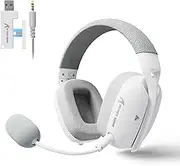 ATTACK SHARK L80PRO Wireless Gaming Headset Lightseed Tech-Built-in&Detachable Dual Microphone-Lightweight Headphone with Tri-Mode(2.4GHz USB C&A Dongle/BT/Wired)-for PC Mac Switch Win-White
