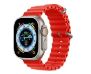 {For Apple Watch} Series Ultra 9 8 7..SE Ocean Loop Silicone Band Strap-Red