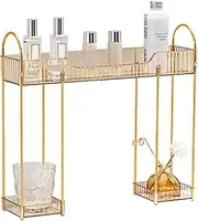 OhhGo Bathroom Countertop Over The Faucet, Narrow Counter Organizer Above Sink, Organizer Above Faucet Shelf, Sink Shelf for Bathroom, Kitchen, Toilet, Laundry,15.4x14x3.7,Gold