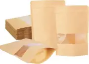 Zip Lock Stand Up Bags Paper Bag with Window Brown Kraft Pouch Food Storage 15cm