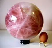 Giant 8.9kg 16.5cm Rose Quartz Crystal Ball Orb Sphere on Rosewood Stand