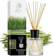 Reed Diffuser Lemongrass 200ml - Room Diffuser - Home Fragrance - Aromatherapy Air Freshener with Lemongrass Essential Oil - Oil Diffuser - Scented Diffuser