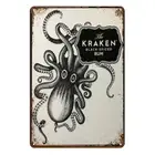 RUM The KRAKEN Black Spiced Rustic Tin Sign Vintage Garage Bar