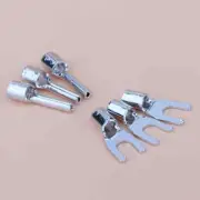 3x Power Socket Installation Connector Rhodium Plated Copper Y Fork Banana Plug