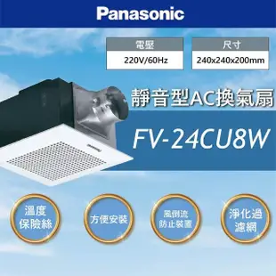 【Panasonic 國際牌】靜音換氣扇 浴室換氣扇 通風扇 220V(FV-24CU8W)