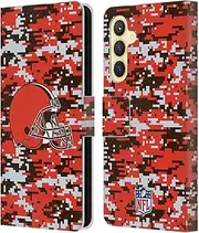 Head Case Designs Officially Licensed NFL Digital Camouflage Cleveland Browns Graphics Leather Book Wallet Case Cover Compatible with Samsung Galaxy S23 FE 5G