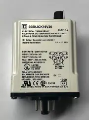 9050JCK16V36, Plug-In Timer - On Delay - 0.1-10 minutes - 12VAC/DC, SQUARE D