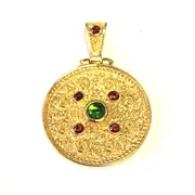 Sterling Silver 18 Karat Gold Overlay Byzantine Round Pendant