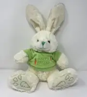 Happy Easter Bunny Rabbit Top Ears in Green Shirt Plush Stuffed Toy Animals Gift