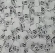 1000 PCS WHITE WOVEN FOLDED SEWING FOLDED CLOTHING CARE LABEL - DRY CLEAN ONLY