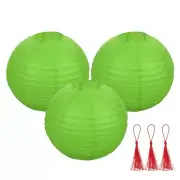 3 Pcs Grass Green Round Paper Lanterns 12 Inch Paper Lantern Party Decorations