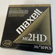 Maxell MF 2HD High Density Double Sided Micro Floppy Disks Formatted IBM 10 PCS.