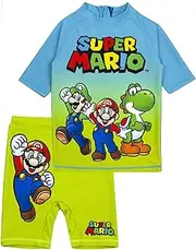 [Super Mario] Swimsuit Boys UV50 Sun Safe Two Piece Top & Shorts Costume