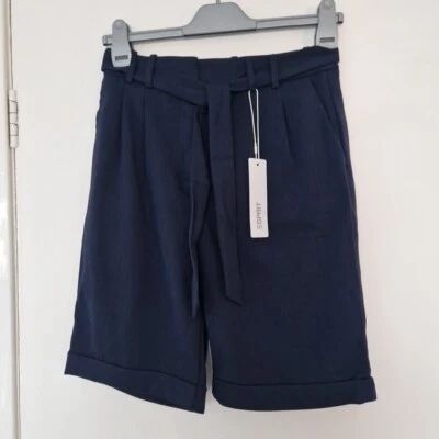 Esprit Pleat-Front Shorts Navy Women's Size 6 Rrp £45 New