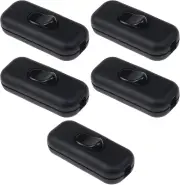 5Pcs In-Line Rocker Switch 6A 250V Black Plastic for Small Appliance Lighting Pr