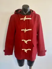Dangerfield “Silent Night” Pomegranate Red Duffle Coat Size 10 BNWT