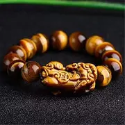 [YANYUESHOP] Feng Shui Pixiu Bracelet Natural Tiger's Eye S Healling Crystal Wealth Luck Beaded Bracelets Energy Charm Bracelet Bring Prosperity,12mm Cinnabar (Size : 10mm)