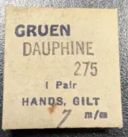 1 Pair / Set Of NOS Gruen 275 Gilt/Gold Tone Dauphine Wrist Watch Hands 7mm