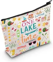[MYSOMY] Lake Life Gift One Lake Time Makeup Bag Beach Boat Trip Gifts Lake House Gifts Summer Vacation Cosmetic Bag, Lake Time Bag, morden