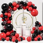 Red and Black Balloons Garland Arch Kit, 124Pcs Red Black Balloons for Propose Marriage Birthday Wedding Mother's Day Valentines New Year Graduation party Decorations