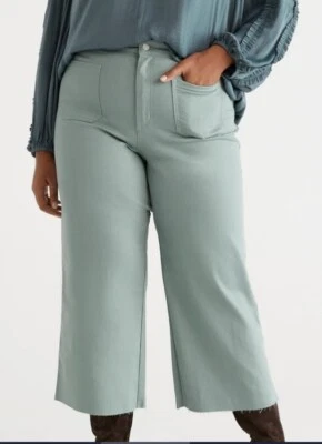 SUSSAN Size 16 Green Cropped Jean Culottes with Pocket Detail NWT RRP $89.95
