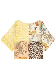 LA Prestic Ouiston Anne Printed Panelled Silk top - Multicoloured - 4 4