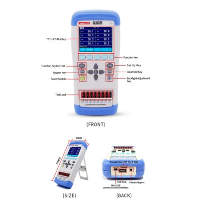 Portable 8 channels industry temperature controller data logger AT4208