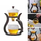 Loviver Semi-Automatic Lazy Kungfu Glass Tea Set Tea Kettle Teapot for Home