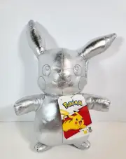 Pokémon 25th Anniversary Pikachu Celebration 8" Silver Metallic Plush NWT