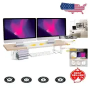 Space-Saving 32-40 Inch Maple Computer Riser for Dual Monitors & Printers